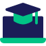 Icon of laptop with graduation cap on top of it