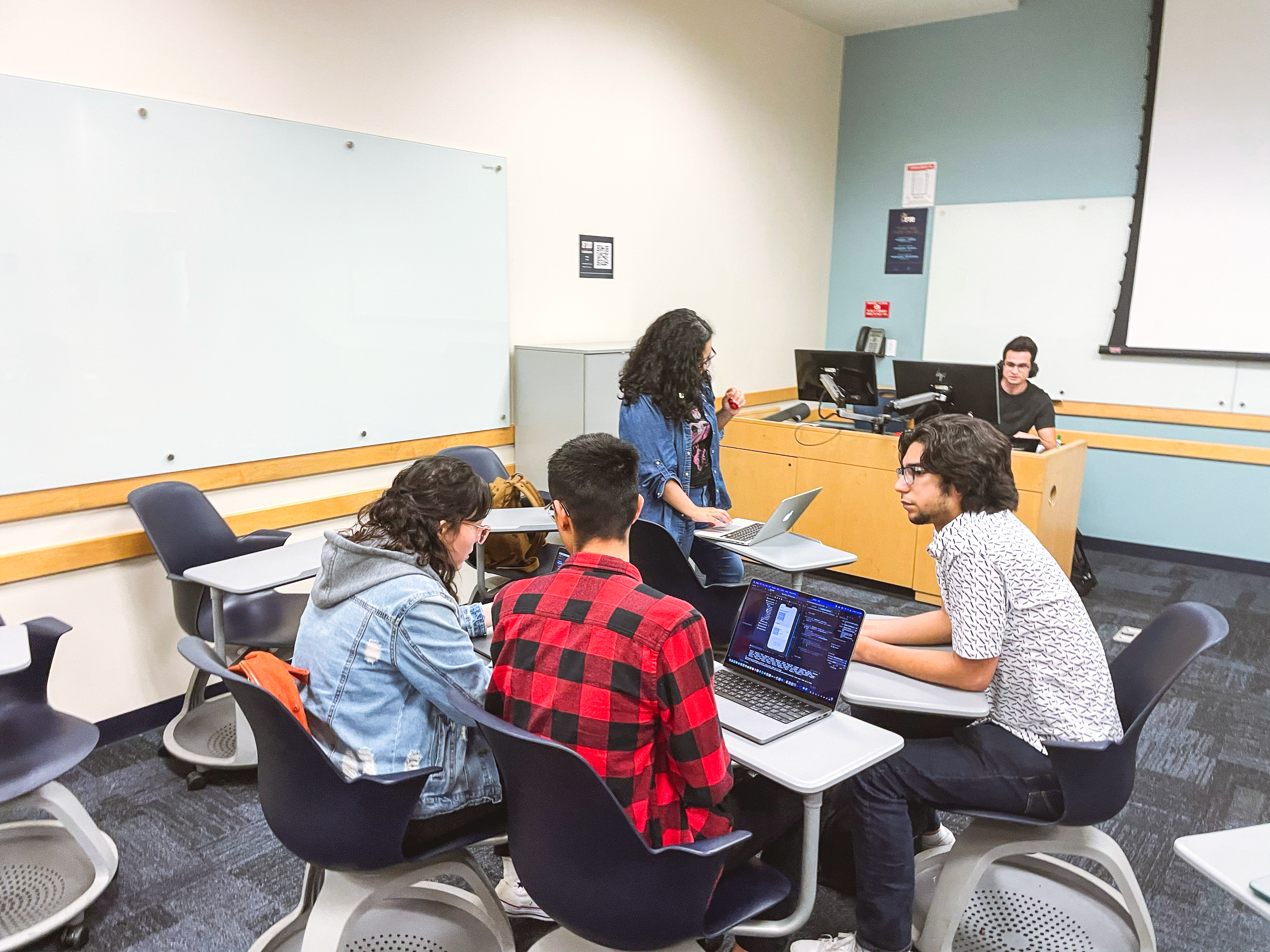 Group of students working together in a classroom