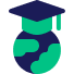 Icon of a globe with a graduation cap on top