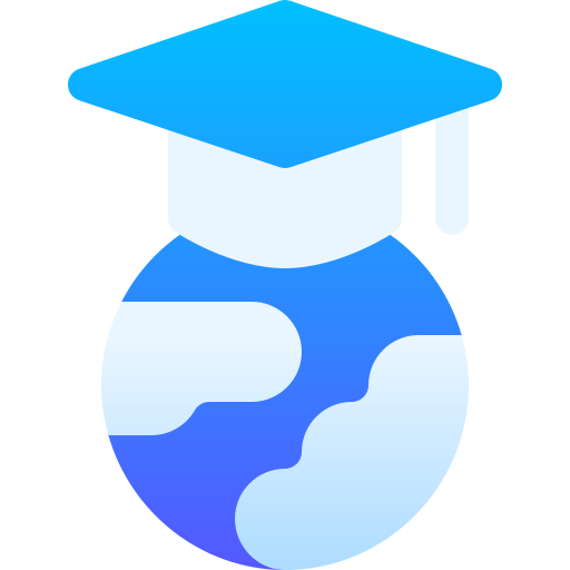 icon of earth with graduation cap on top