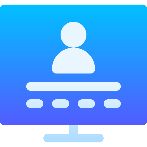 icon of desktop computer with user icon