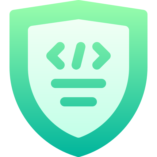 Icon of shield with code symbol