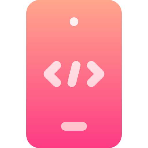 icon of smart phone with code