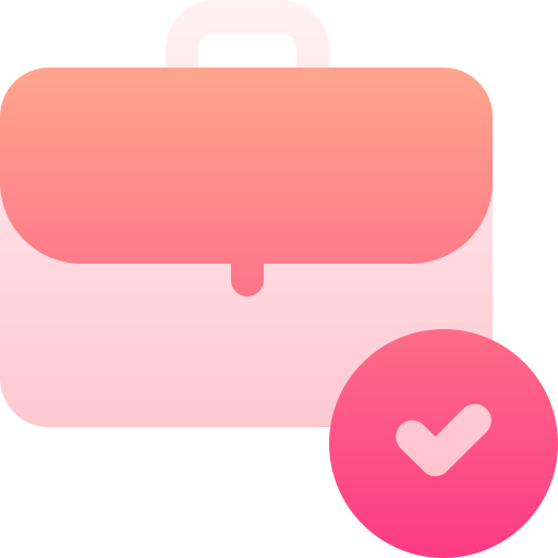 Icon of briefcase with check mark